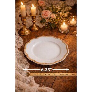 Haviland & Co Limoges France Antique Scallop Small Bread Plate 6.25" Gold Gilt